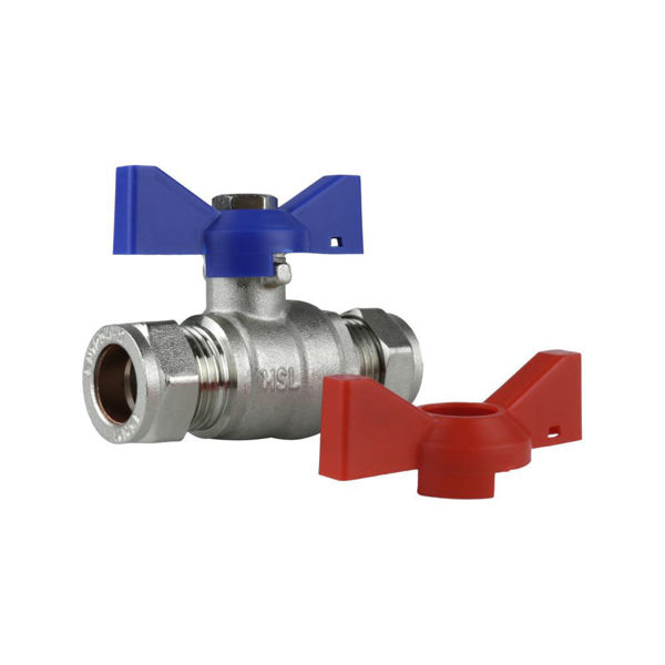 15mm Butterfly Valve Red/Blue